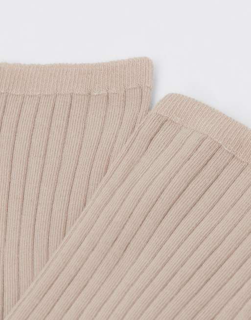 Calzedonia Ribbed Short Socks In Natural Ginger
