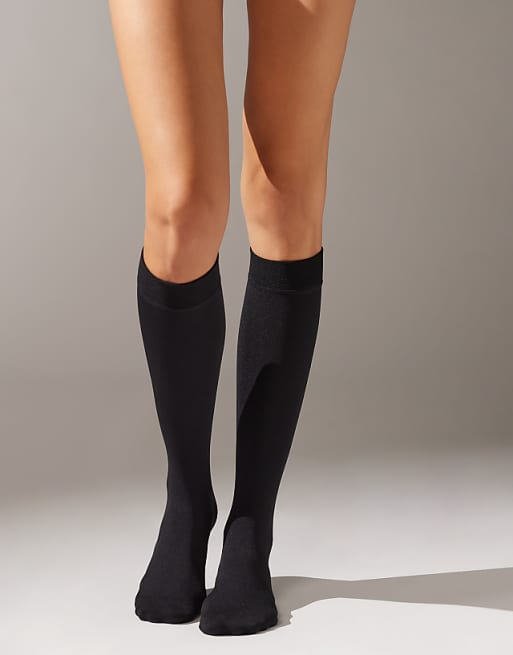 Calzedonia Thermal ultra-opaque knee-high socks in black