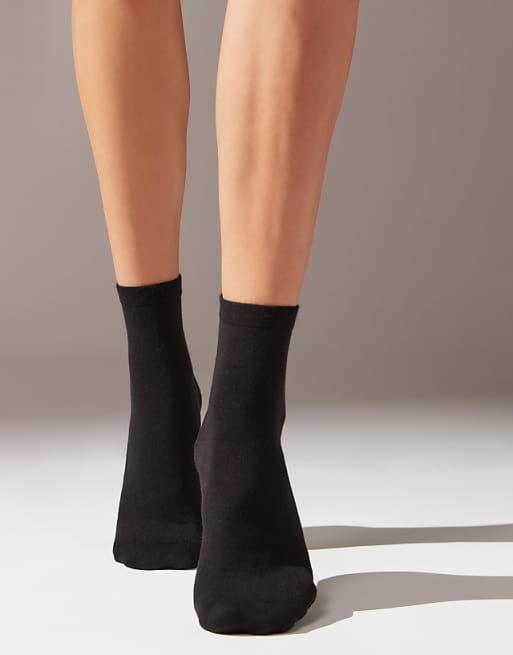 Calzedonia Trim detail short socks in black
