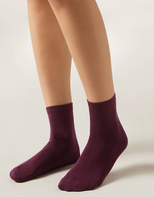 Calzedonia Trim detail short socks in bordeaux