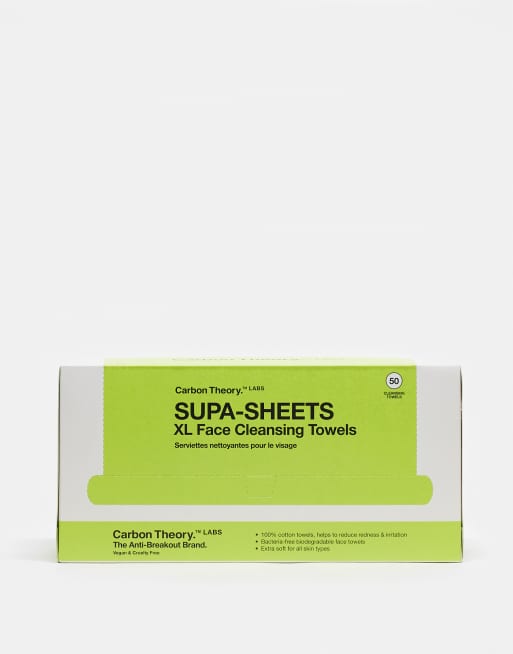Carbon Theory Supa-Sheets XL Facial Cleansing Towels - X 50