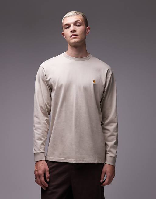 Carhartt WIP chase long sleeve t-shirt in beige