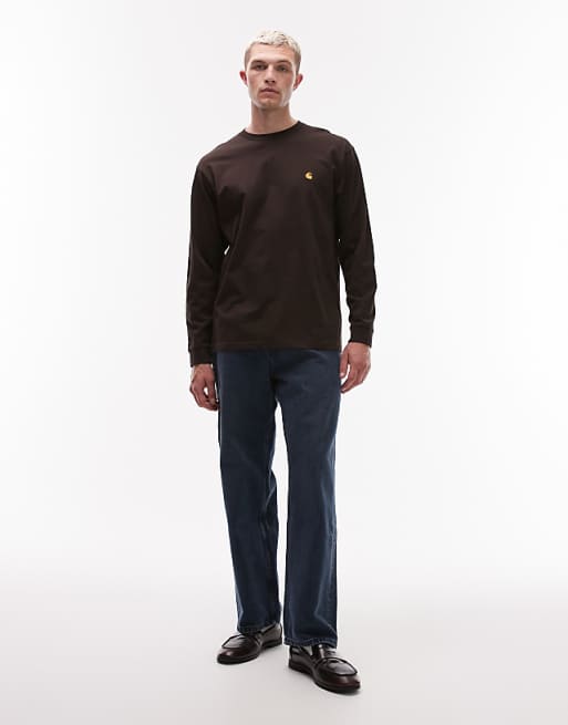 Carhartt WIP Chase Long Sleeve T-shirt In Dark Brown