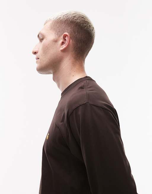 Carhartt WIP Chase Long Sleeve T-shirt In Dark Brown