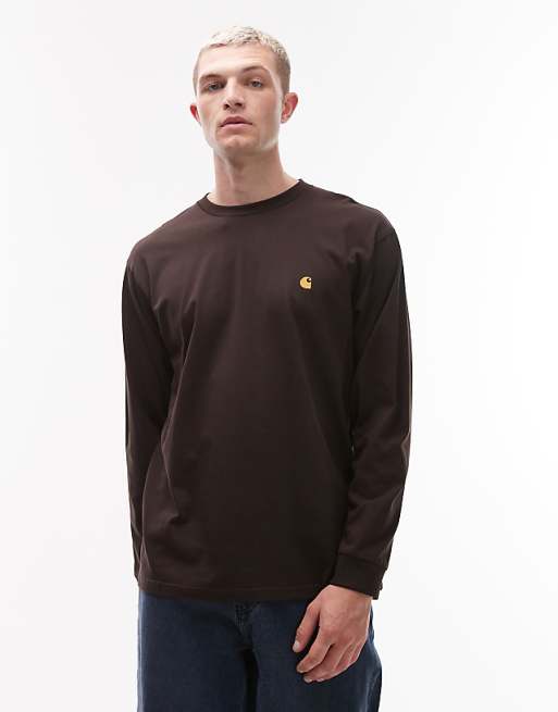 Carhartt WIP chase long sleeve t-shirt in dark brown