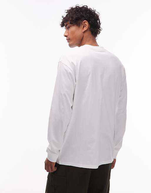 Carhartt WIP Pocket Heart Long Sleeve Loose Fit T-shirt In White
