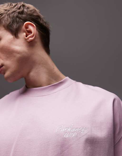 Carhartt WIP Signature Script T-shirt In Pink