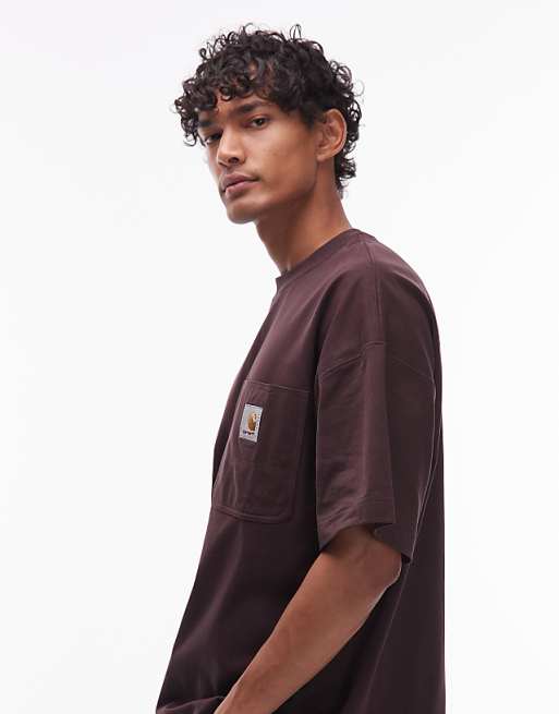 Carhartt WIP Work Pocket Boxy Fit T Shirt In Brown