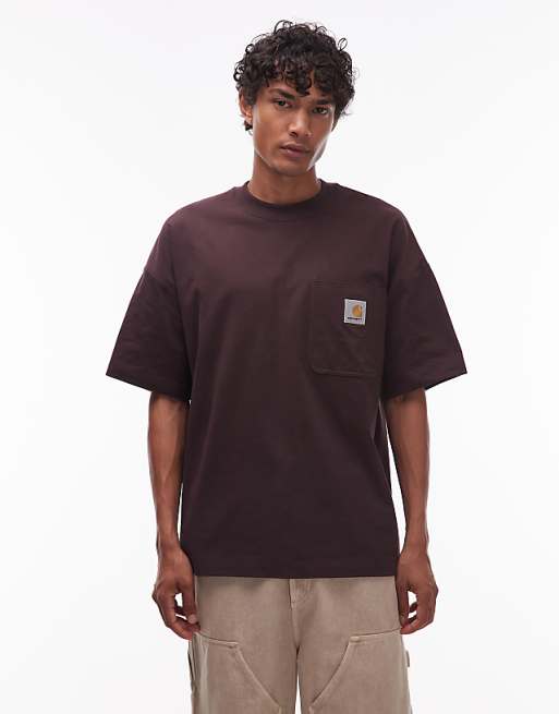 Carhartt WIP work pocket boxy fit t shirt in brown