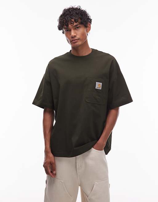 Carhartt WIP work pocket boxy fit t shirt in olive