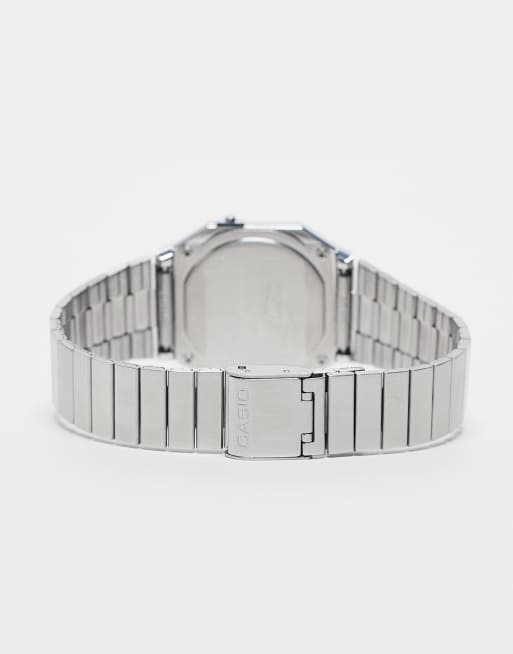 Casio A700 Minimal Vintage Stainless Steel Watch In Silver