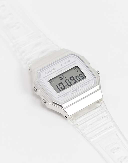 Casio F-91WS-7EF digital watch in clear