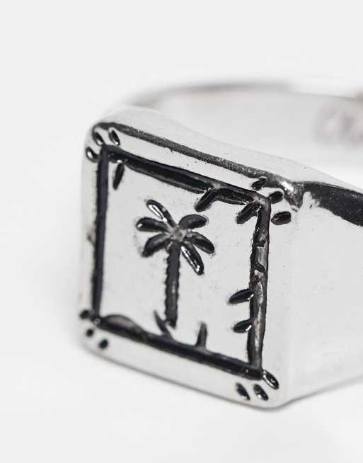 Classics 77 Palm Engraved Signet Ring In Silver