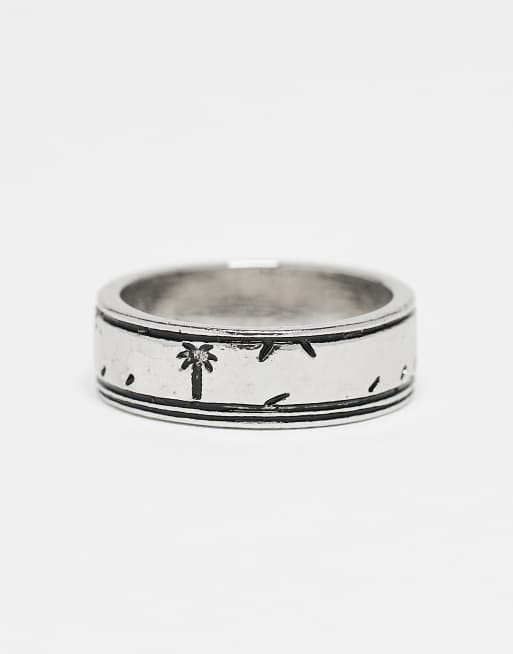Classics 77 Stone And Palm Band Ring In Silver