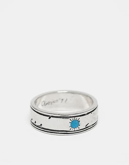 Classics 77 stone and palm band ring in silver