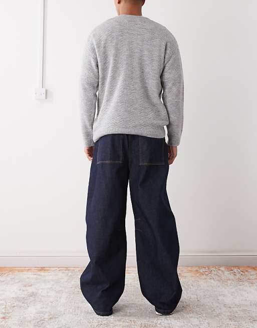 COLLUSION Barrel Jeans In Rinse With Contrast Stitch