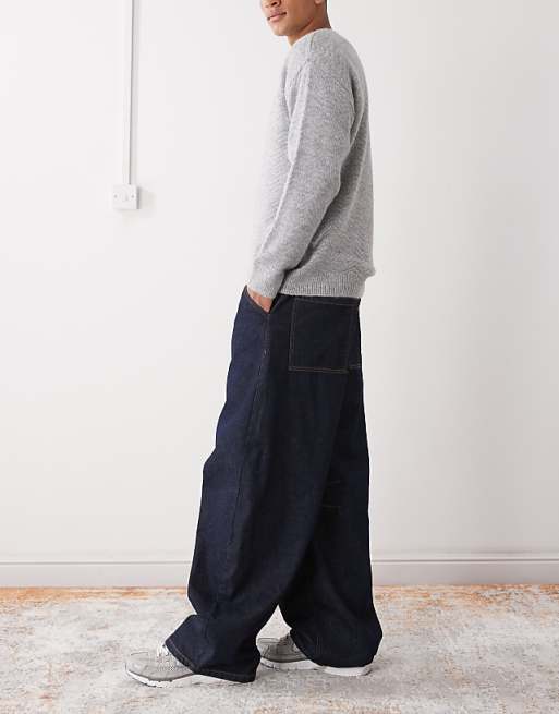 COLLUSION Barrel Jeans In Rinse With Contrast Stitch