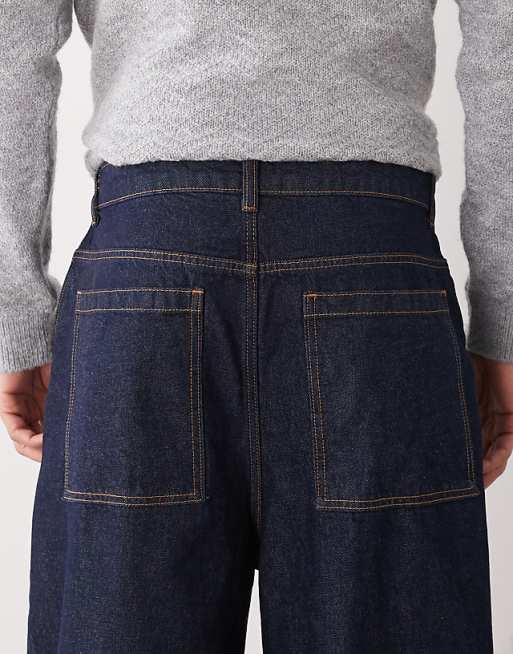 COLLUSION Barrel Jeans In Rinse With Contrast Stitch