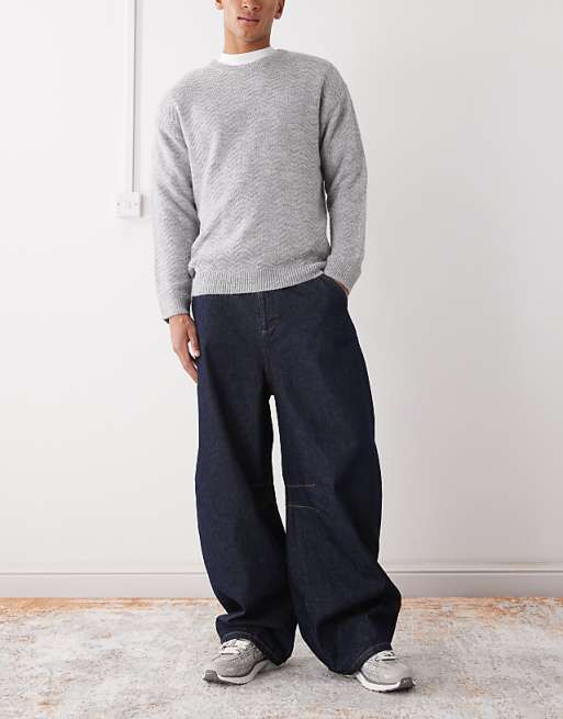 COLLUSION barrel jeans in rinse with contrast stitch