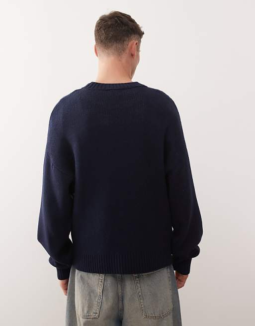 COLLUSION Boxy Knitted Sweat Jumper In Blue