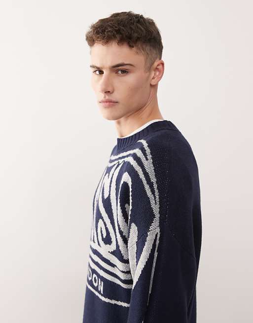 COLLUSION Boxy Knitted Sweat Jumper In Blue