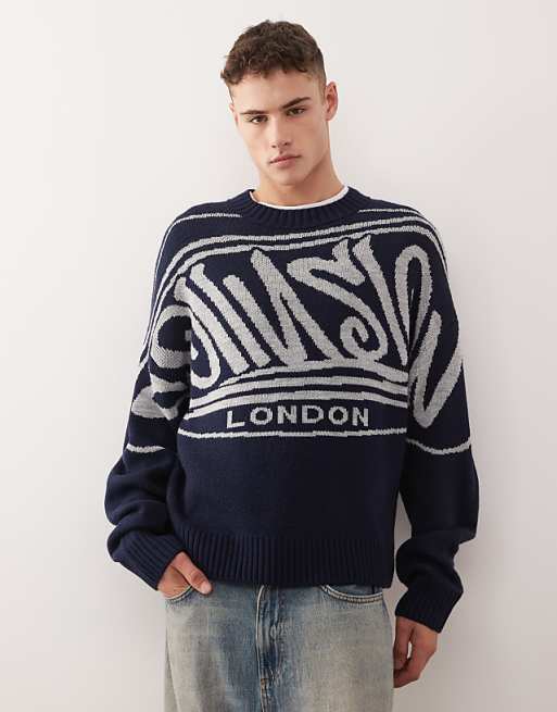 COLLUSION Boxy knitted sweat jumper in blue