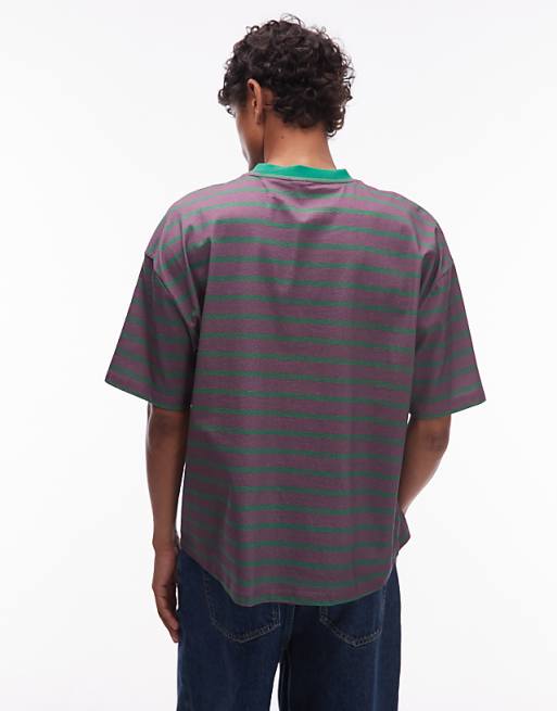 COLLUSION Boxy Striped T-shirt In Purple
