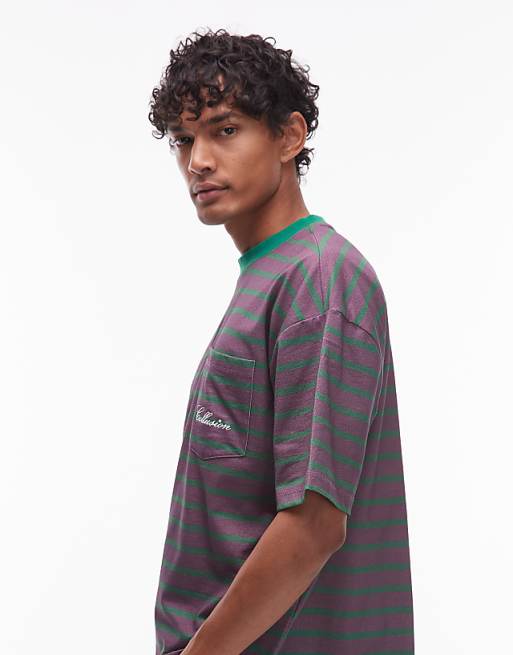 COLLUSION Boxy Striped T-shirt In Purple