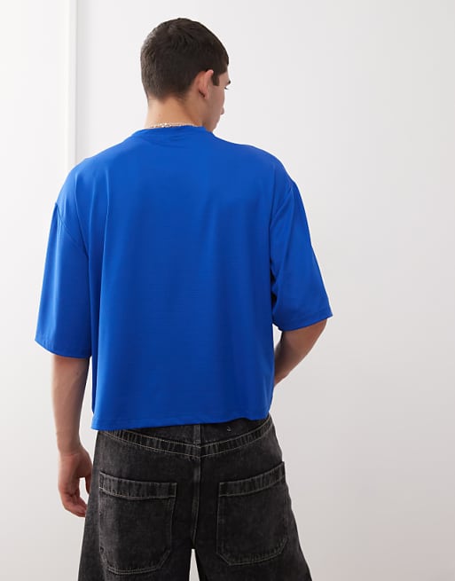 COLLUSION Boxy T-shirt In Blue Sports Air Tex Fabric Jersey With Number Print