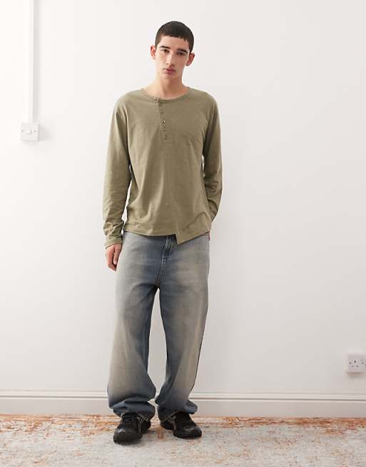 COLLUSION Distorted Brown Henley