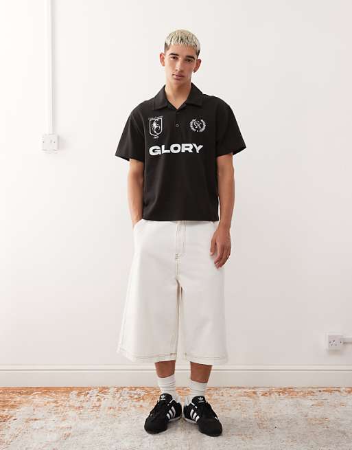 COLLUSION Football Polo In Black