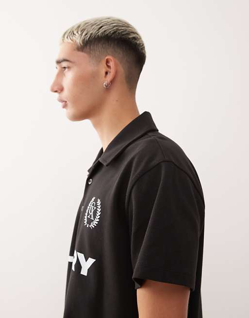 COLLUSION Football Polo In Black