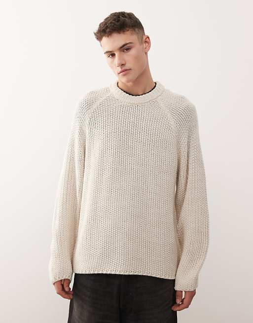 COLLUSION Knitted boxy sweater jumper in ecru