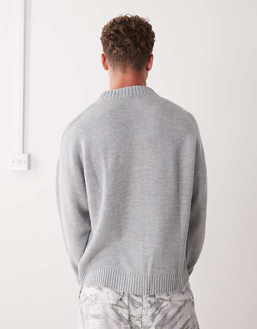 COLLUSION Knitted Boxy Sweatshirt Jumper With Graphic Detail