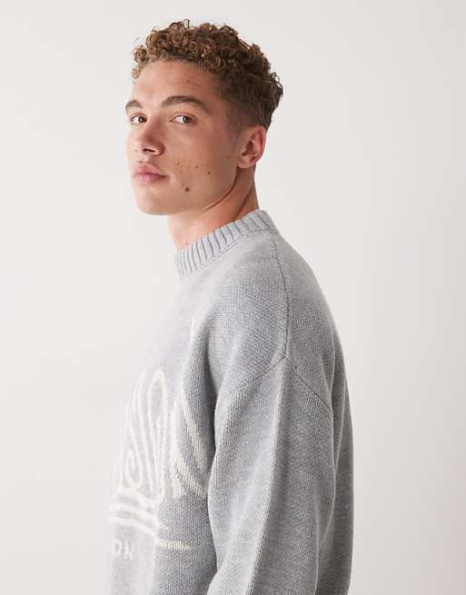 COLLUSION Knitted Boxy Sweatshirt Jumper With Graphic Detail