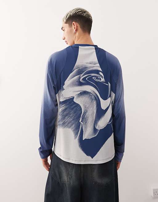 COLLUSION Long Sleeve Football T-shirt In Navy Blue