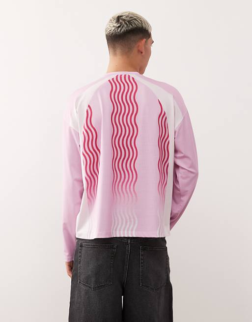 COLLUSION Long Sleeve Football T-shirt In Pink