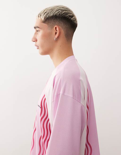 COLLUSION Long Sleeve Football T-shirt In Pink