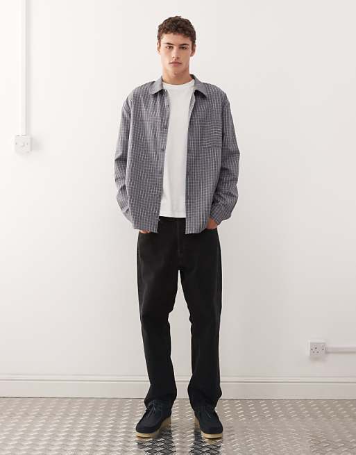 COLLUSION Oversized Long Sleeve Shirt In Blue Check