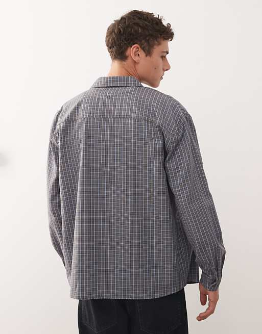 COLLUSION Oversized Long Sleeve Shirt In Blue Check