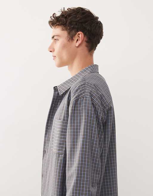 COLLUSION Oversized Long Sleeve Shirt In Blue Check