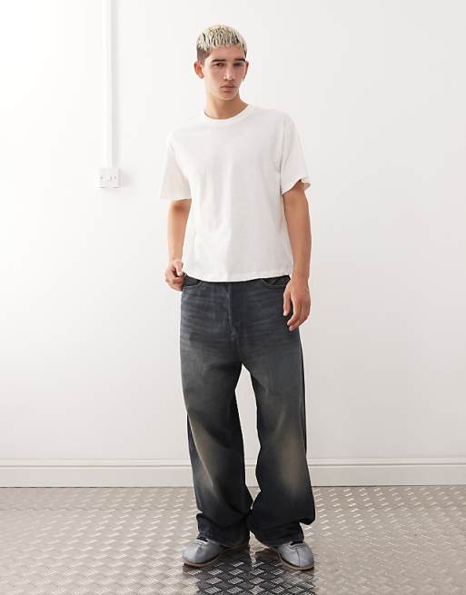 COLLUSION Premium Slim Tee In White Textured Cotton