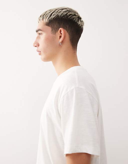 COLLUSION Premium Slim Tee In White Textured Cotton