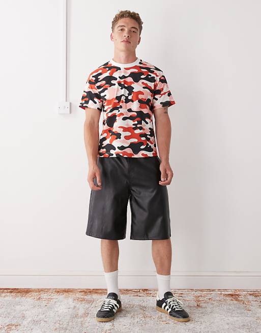 COLLUSION Red Camo Slim Fit T-shirt