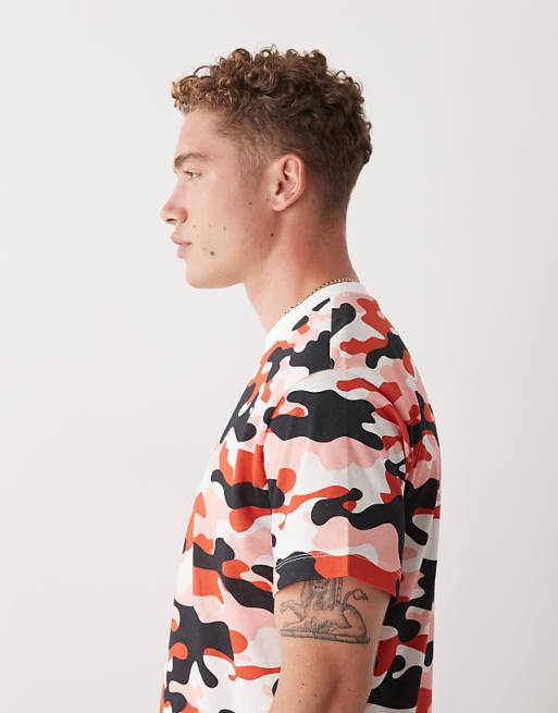 COLLUSION Red Camo Slim Fit T-shirt