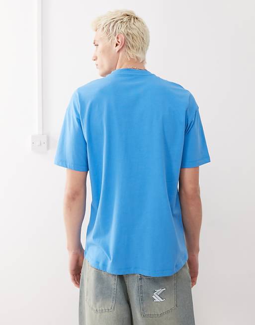 COLLUSION Skater Fit Graphic T-shirt With Milk Print In Blue