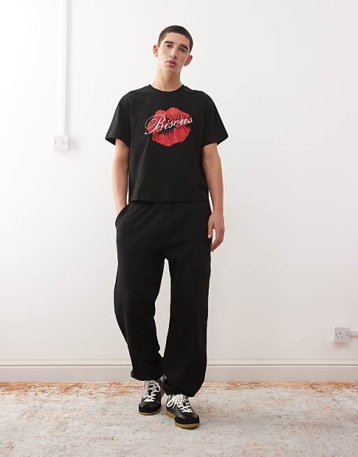 COLLUSION Slim Graphic T-shirt In Black