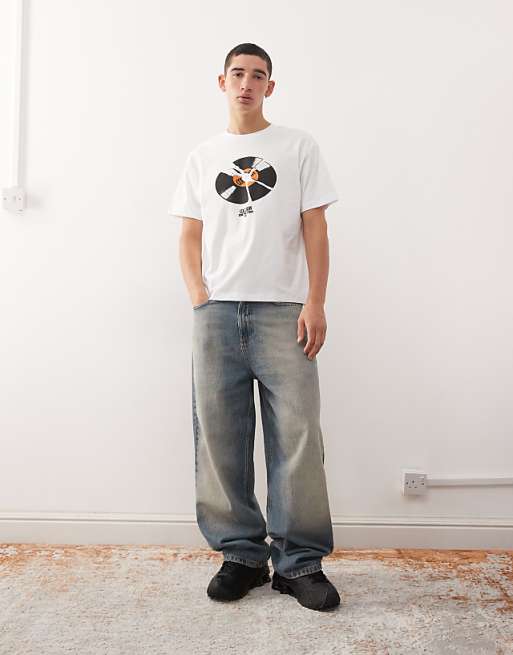 COLLUSION Slim Graphic T-shirt In Grey