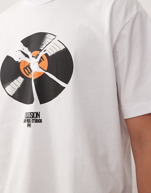 COLLUSION Slim Graphic T-shirt In Grey