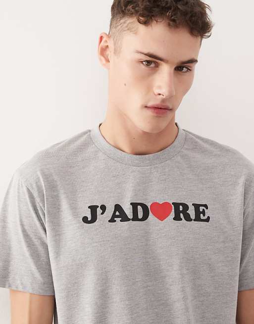 COLLUSION Slim Graphic T-shirt In Grey Marl